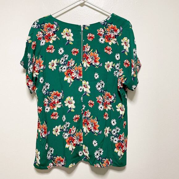 New! Melloday Green Floral Short Sleeve Blouse - Picture 4 of 7